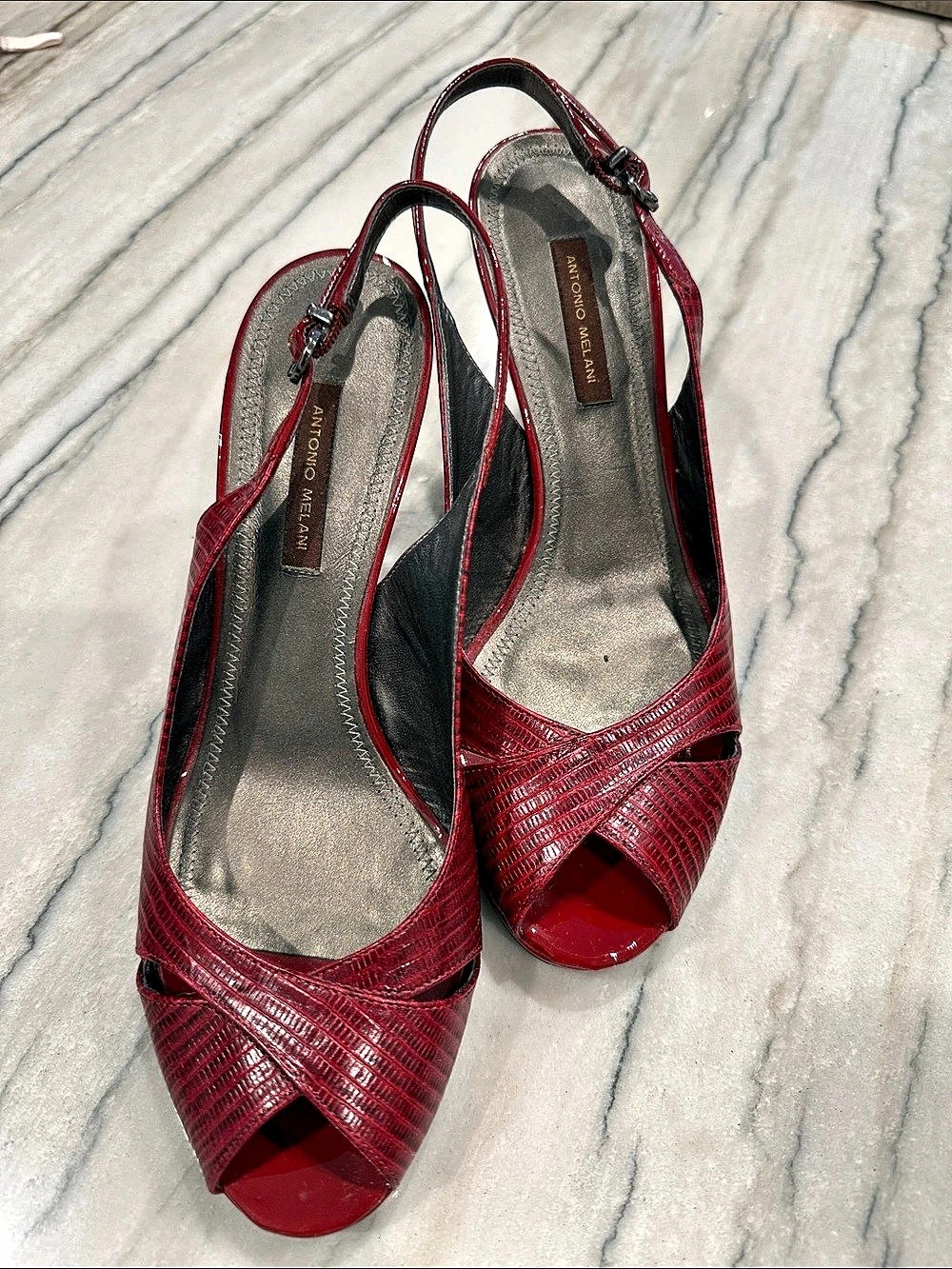 Antonio Melani Red Peep Toe Heels US 8.5M